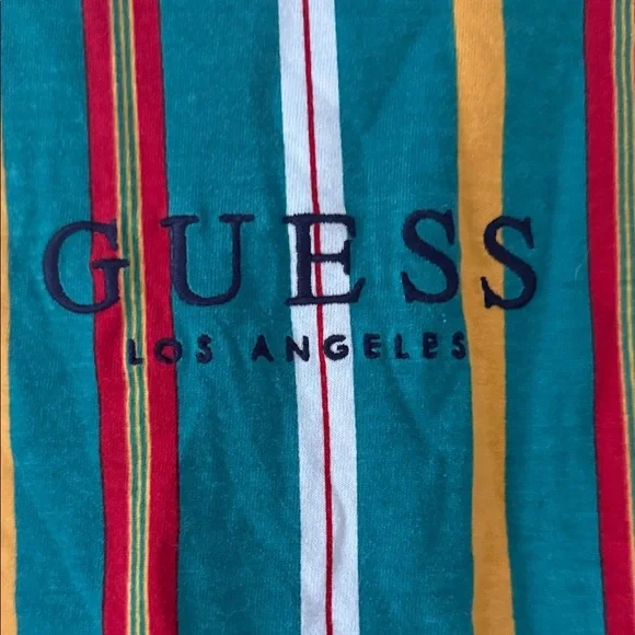 Vintage GUESS Vibrant Striped Short Sleeve Tee - Picture 2 of 6
